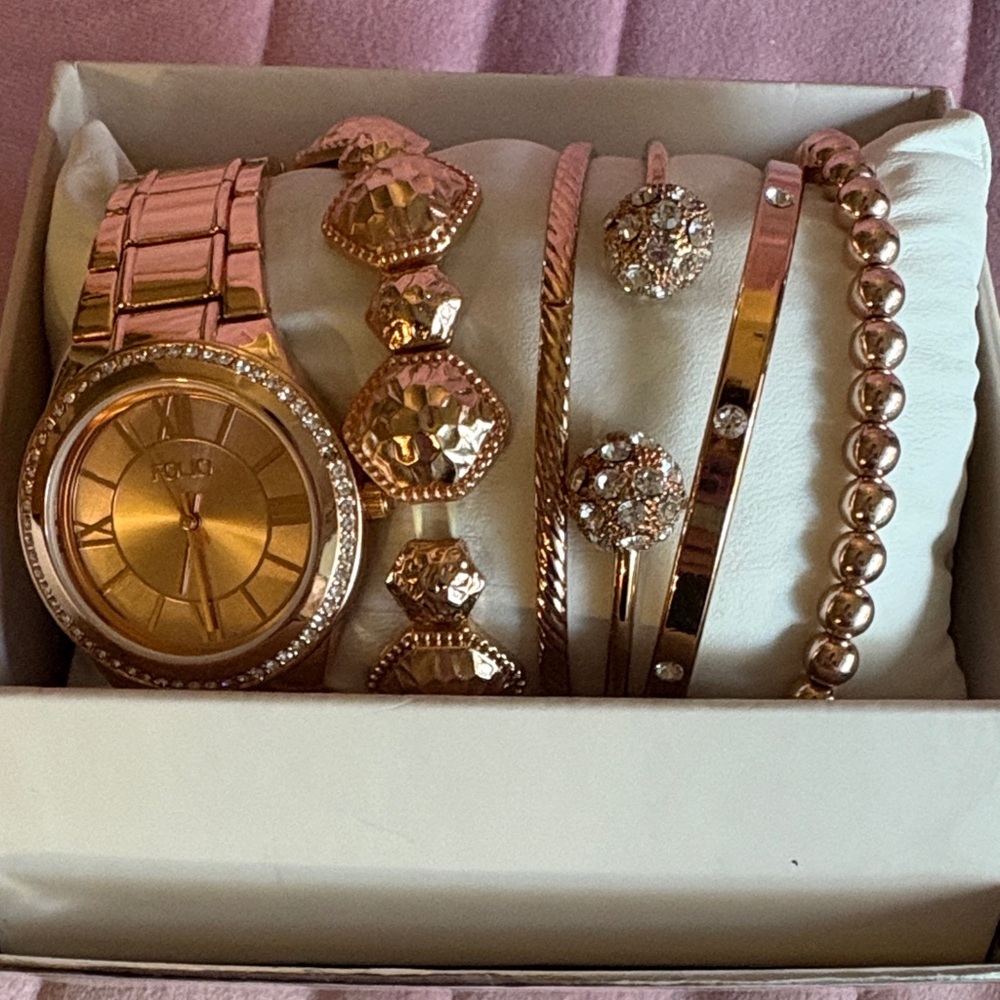 Polo by Ralph Lauren Rose Gold Watch and Bracelet Set